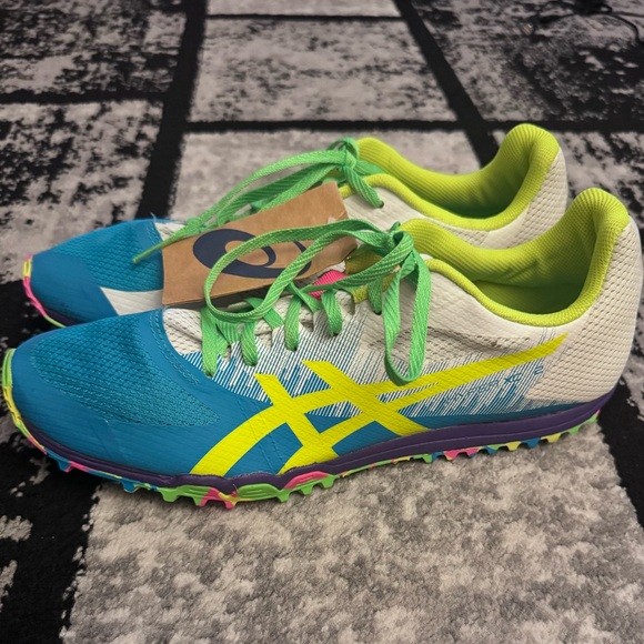 Asics Unisex Turquoise and Lime Athletic Shoes - Picture 1 of 4